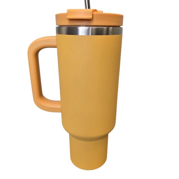 Marigold Yellow Insulated Stainless Steel Tumbler with Straw - Picture 8 of 16
